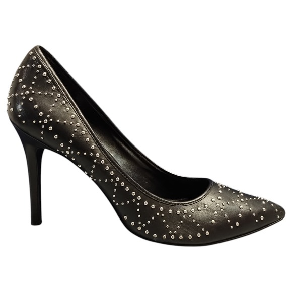 Michael Kors Claire Pump Heels Womens US 9M Black Rhinestone Leather Pointed Toe - Picture 1 of 15